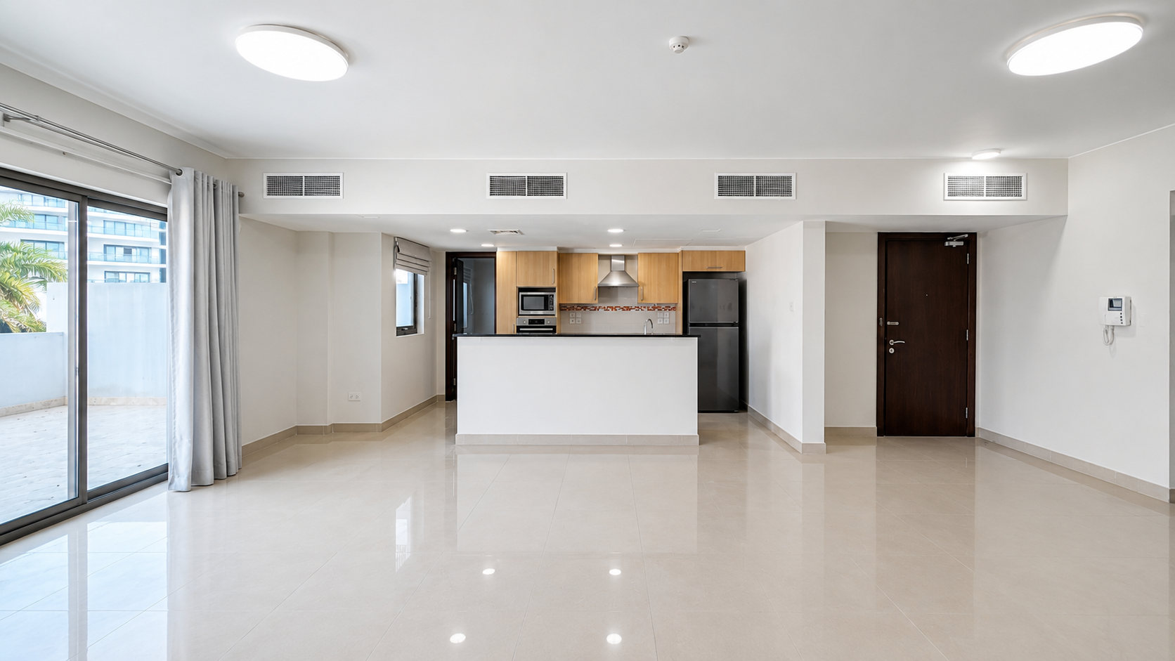3BR + Maid Semi furnished with patio for rent 