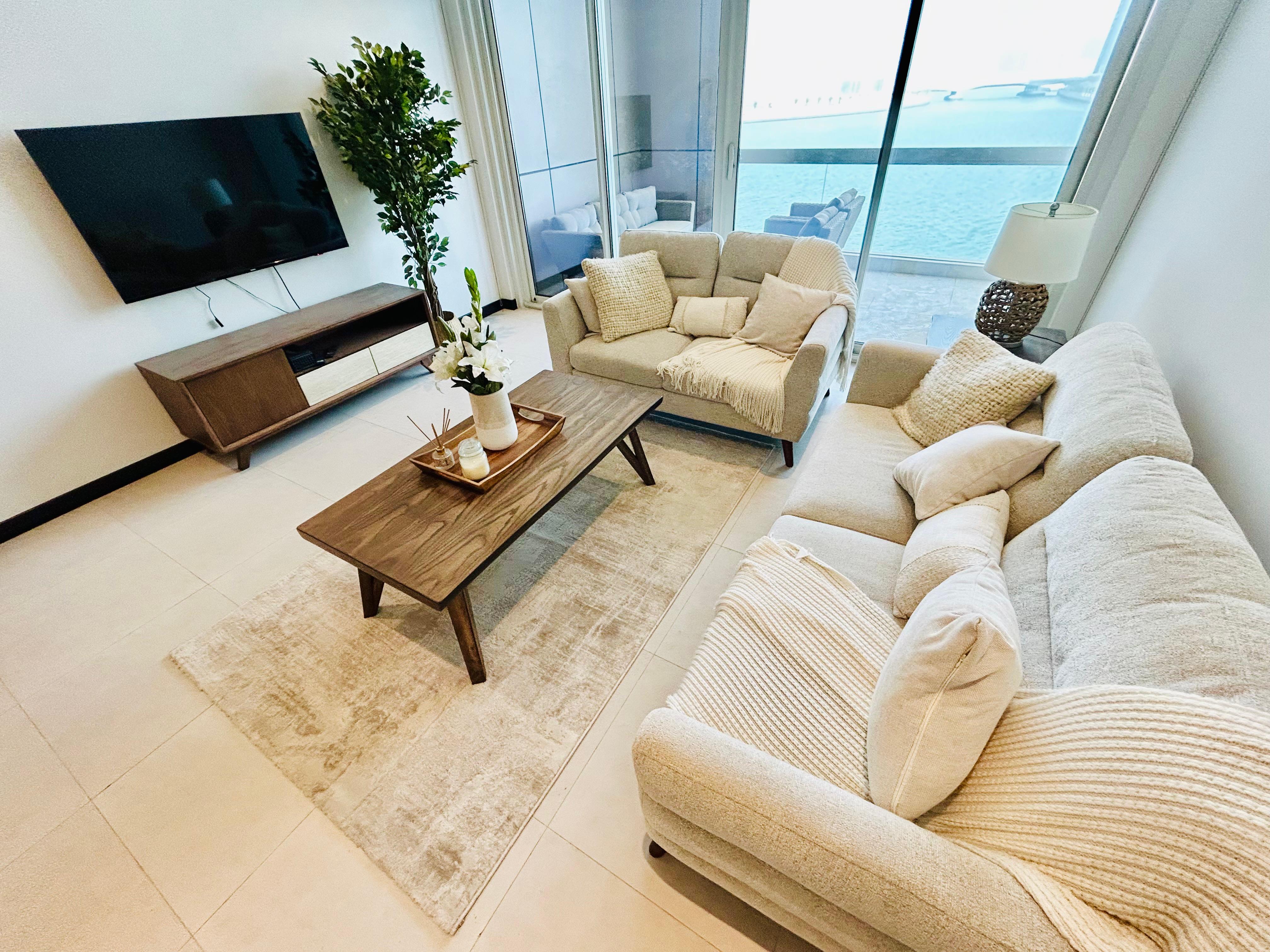 Sea view three bedrooms with maids room 