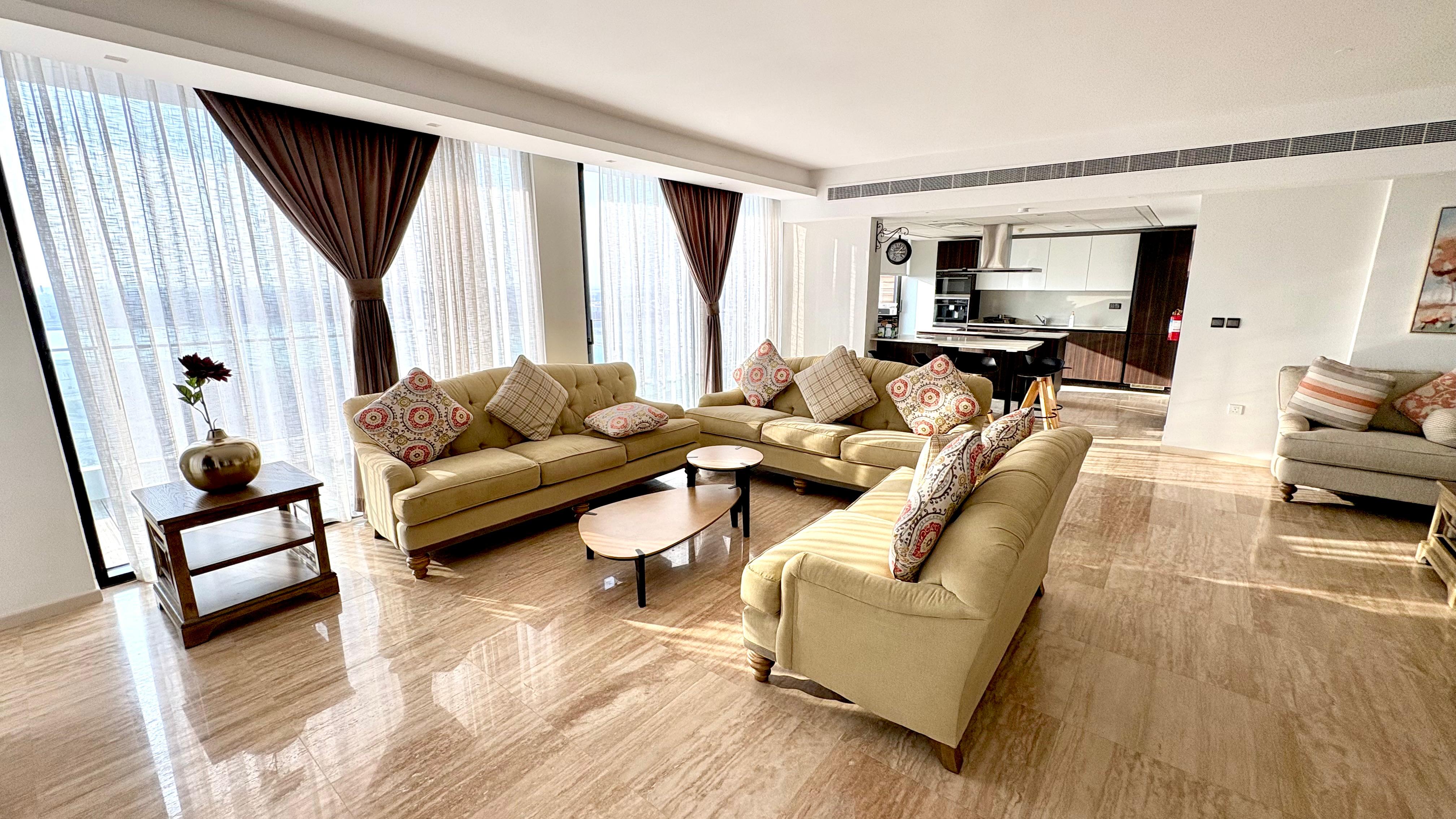 Spacious 3BR Apartment with Balcony and  Private Pool
