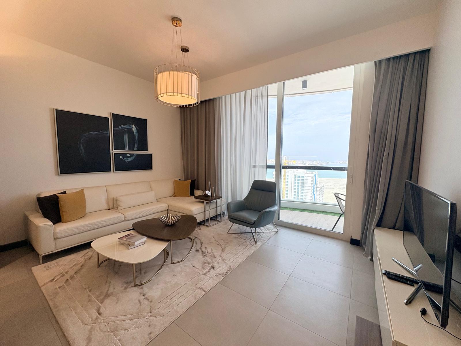 Sea View 1BR Apartment | High Floor | Balcony Living